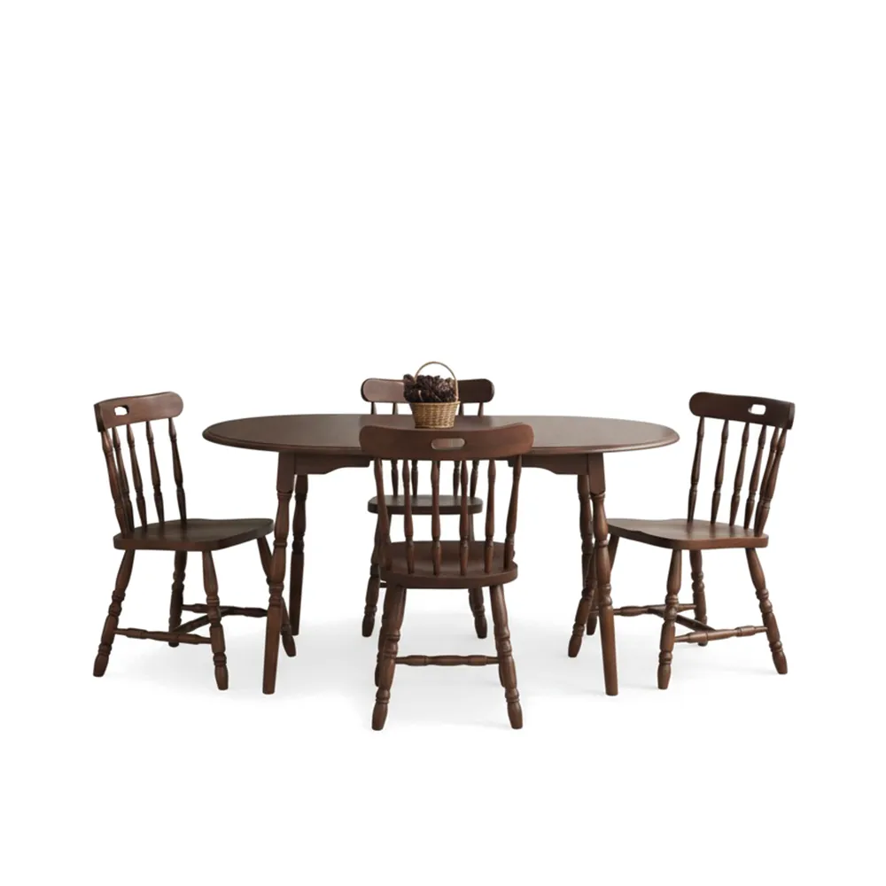 Conjunto de mesa 260 y 4 sillas de madera GL1