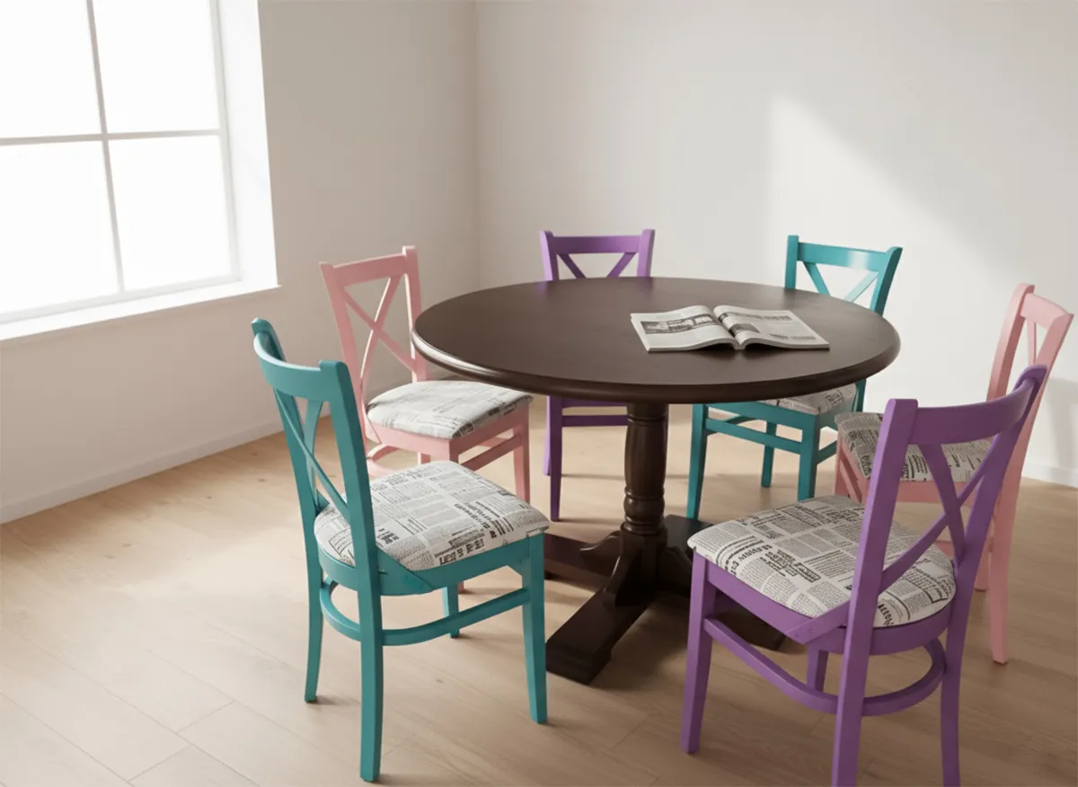 Sillas MD470 con mesa pedestal redonda 120